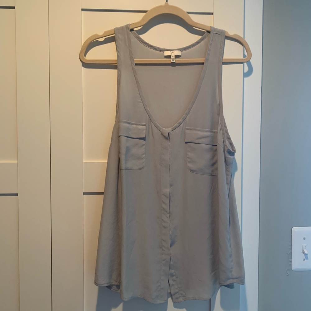 JOIE Gray Silk Tank Sz M